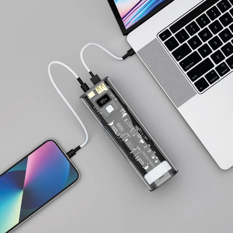 Powerology Crystalline Series Power Bank 24000mAh PD 100W - Dark Gray 3 Powerology Crystalline Series Power Bank 24000mAh PD 100W - Dark Gray - Image 3