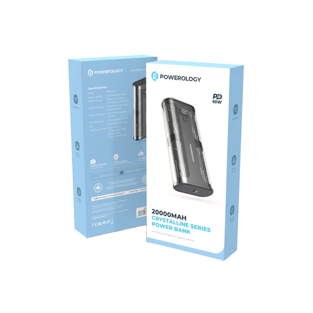 Powerology Crystalline Series Power bank 20000mAh PD 65W - Transparent/Grey 3 Powerology Crystalline Series Power bank 20000mAh PD 65W - Transparent/Grey - Image 3
