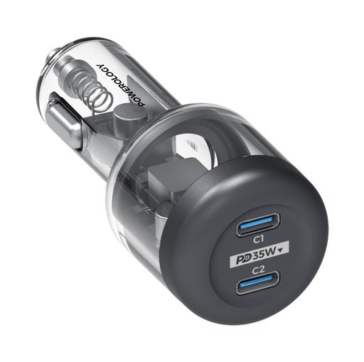 Powerology Crystalline Series Car Charger PD 35W - Transparent/Grey 2 Powerology Crystalline Series Car Charger PD 35W - Transparent/Grey - Image 2
