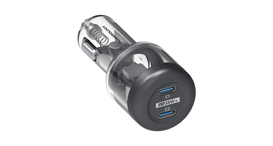 Powerology Crystalline Series Car Charger PD 35W - Transparent/Grey 1 Powerology Crystalline Series Car Charger PD 35W - Transparent/Grey