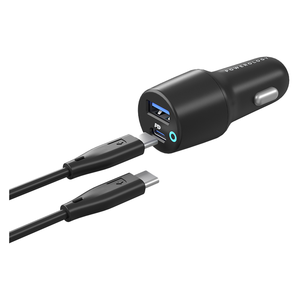 Powerology Dual Port LED Car Charger PD 20W+QC 18W 2 Powerology Dual Port LED Car Charger PD 20W+QC 18W - Image 2
