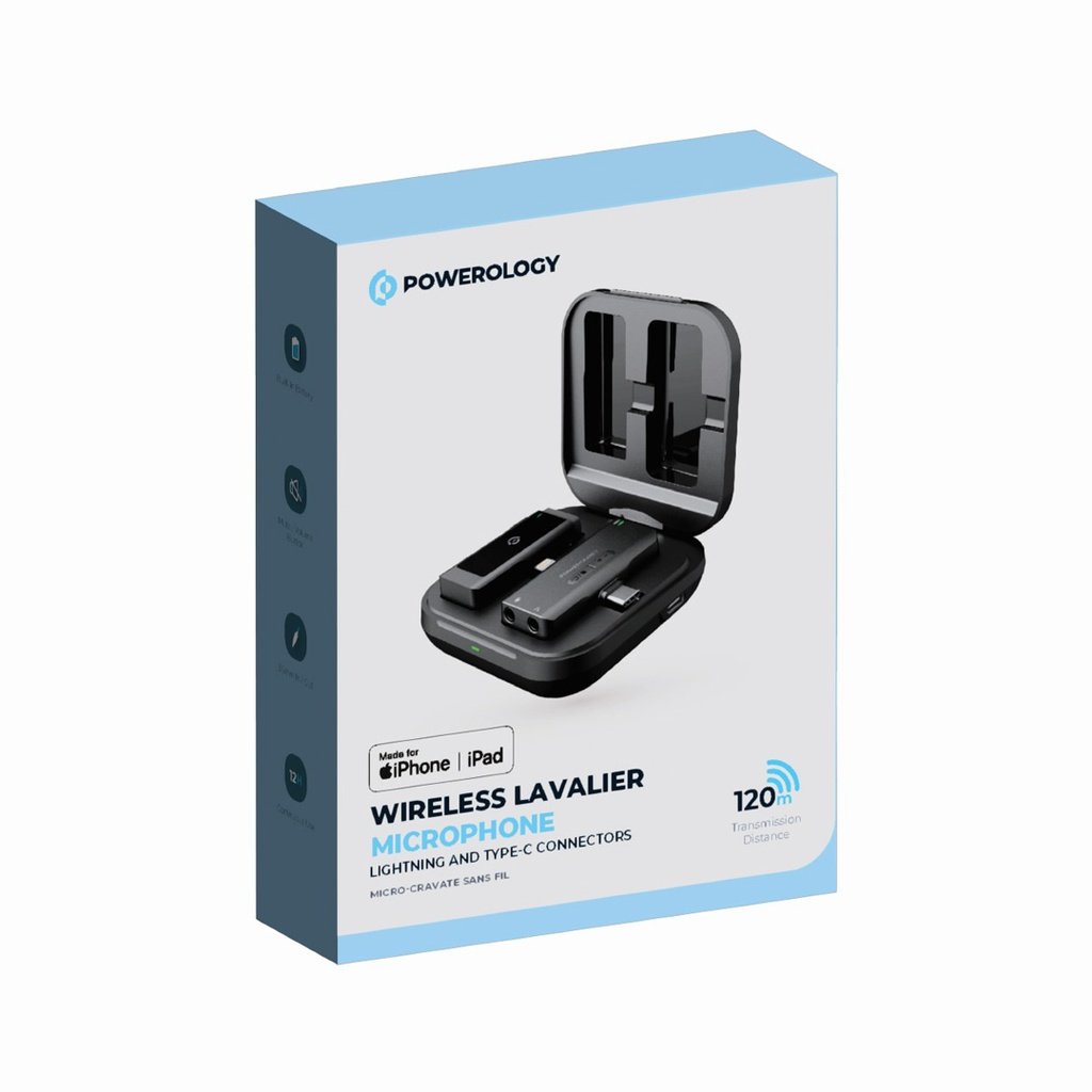 Powerology MFI Dual Connector Wireless Lavalier Microphone x1 Mic 1000mAh 6 Powerology MFI Dual Connector Wireless Lavalier Microphone x1 Mic 1000mAh - Image 6
