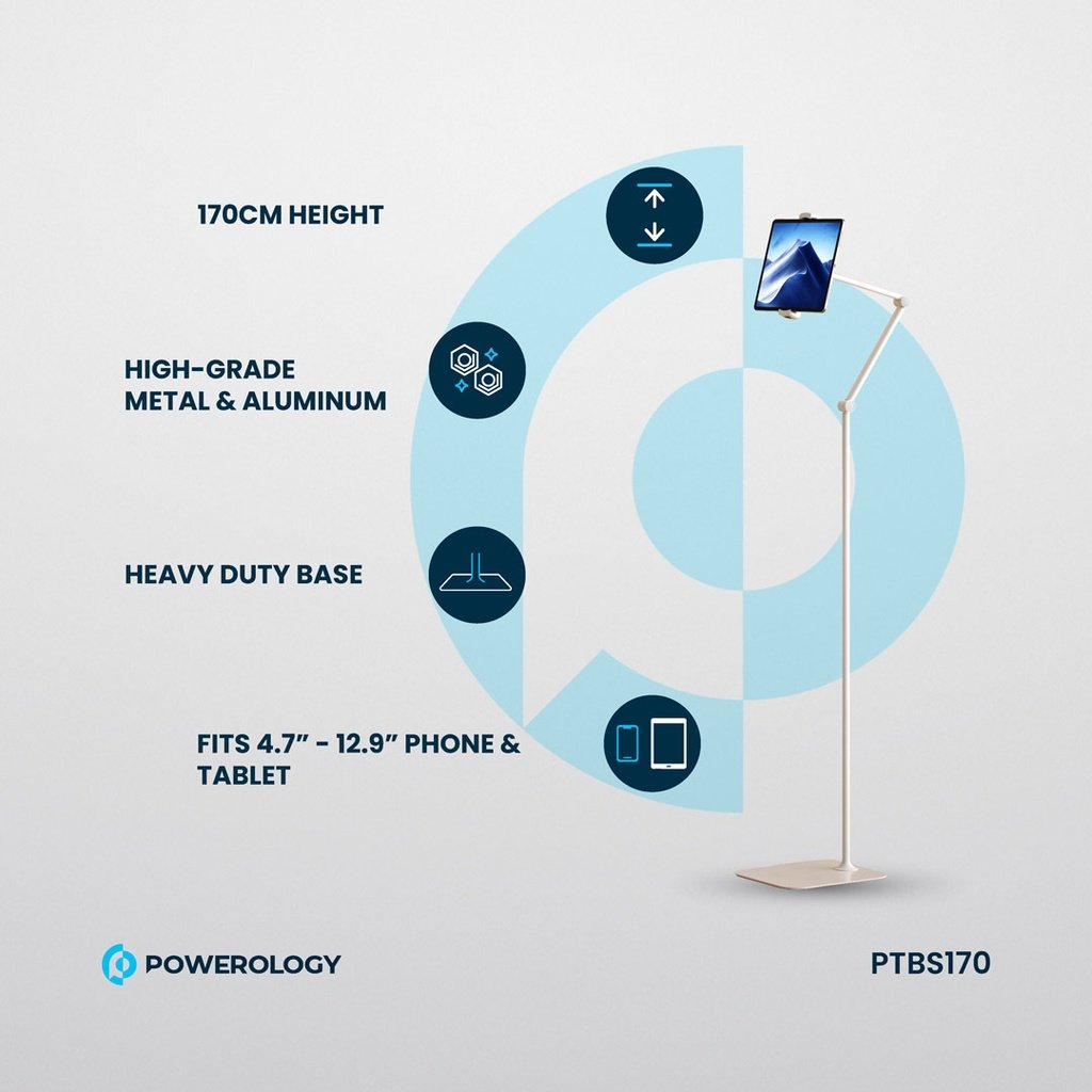 Powerology Multi-Joint Floor Stand Metal Base Phone & Tablet 7 Powerology Multi-Joint Floor Stand Metal Base Phone & Tablet - Image 7