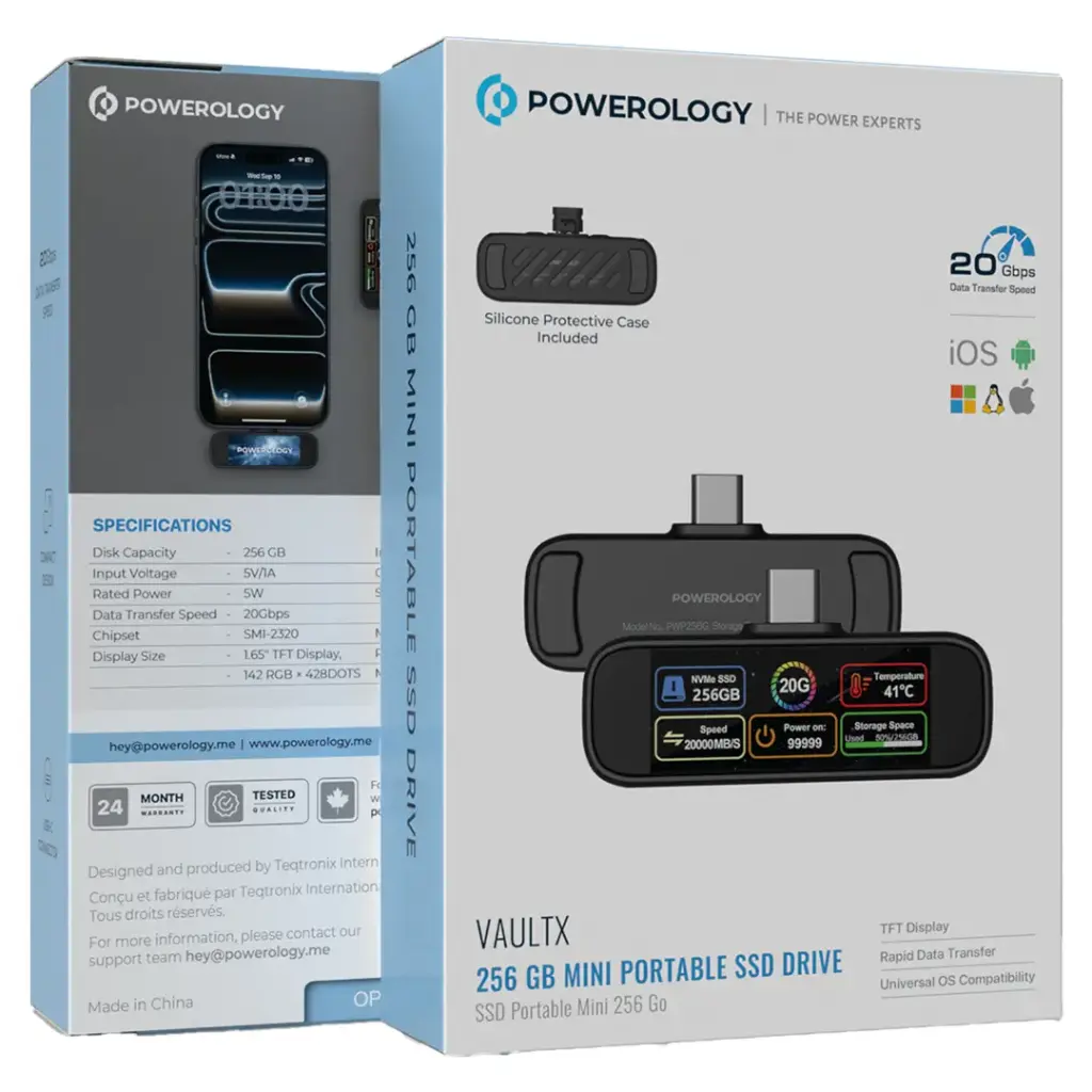 Powerology Vaultx 256Gb , 512Gb & 1Tb Mini Portable SSD Drive 5 Powerology Vaultx 256Gb , 512Gb & 1Tb Mini Portable SSD Drive - Image 5