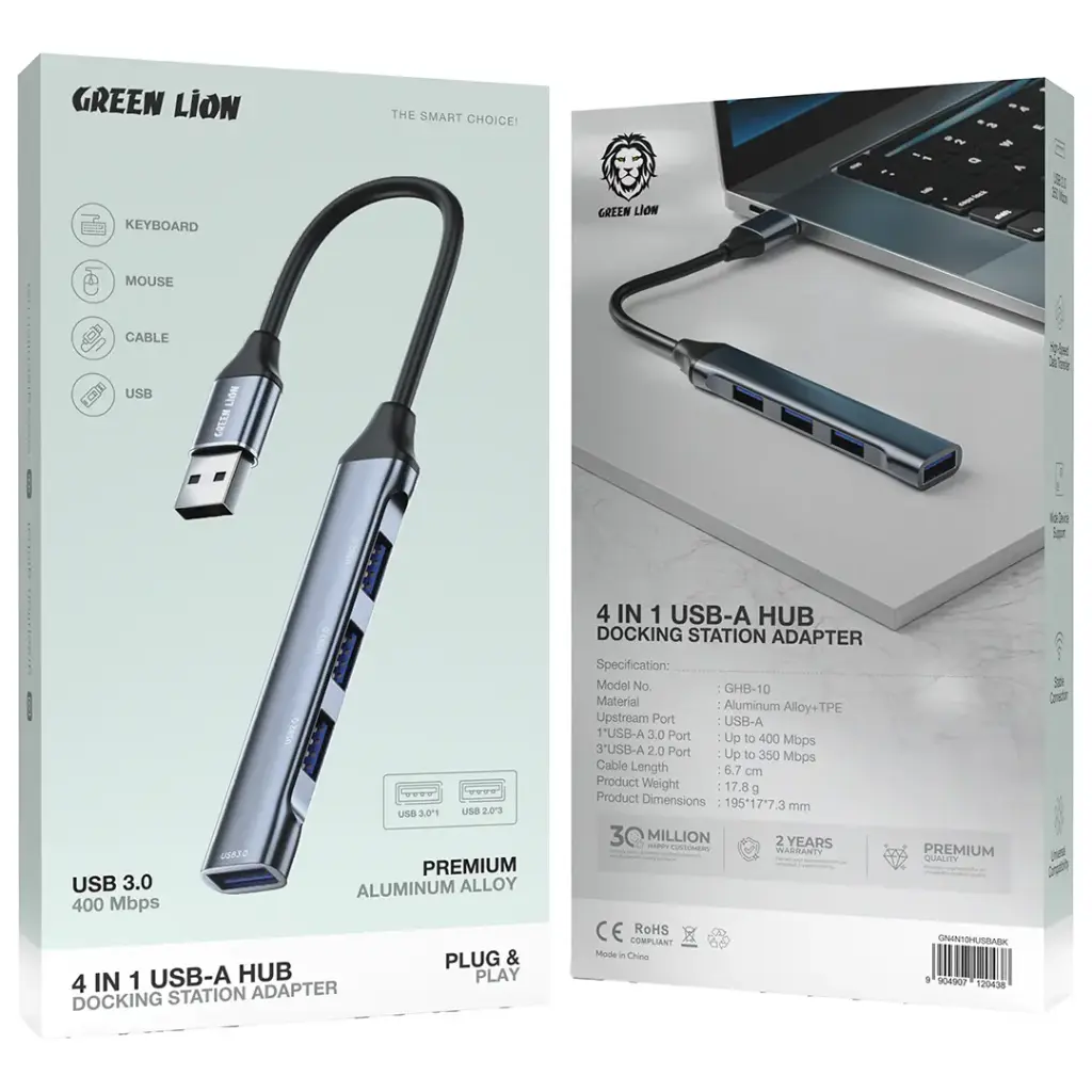 Green Lion 4-In-1 USB Hub - Docking Station Adapter 3 Green Lion 4-In-1 USB Hub - Docking Station Adapter - Image 3
