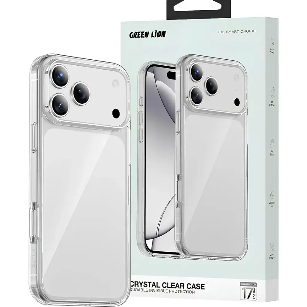 Green Lion Crystal Clear Case for iPhone 17 Pro/Pro Max - Clear 3 Green Lion Crystal Clear Case for iPhone 17 Pro/Pro Max - Clear - Image 3