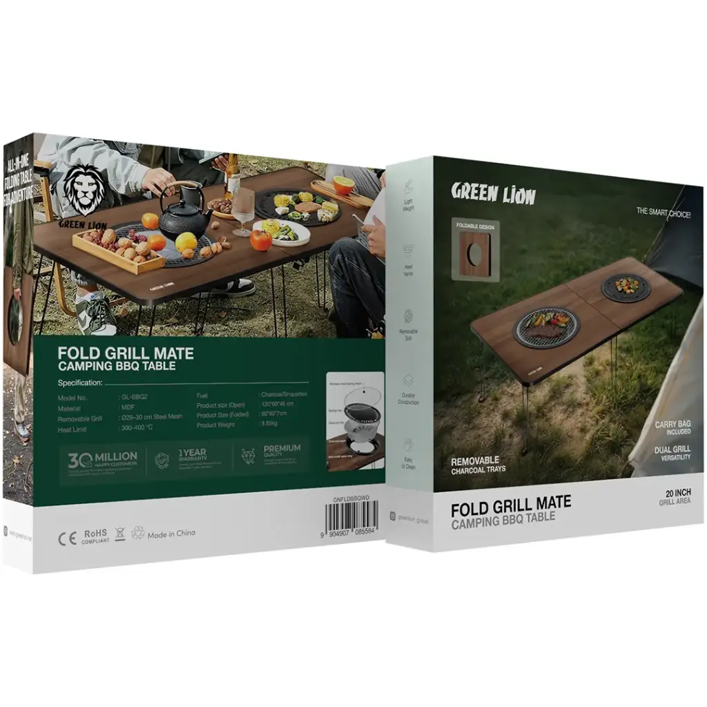 Green Lion Fold Grill Mate Camping BBQ Table - Wood 3 Green Lion Fold Grill Mate Camping BBQ Table - Wood - Image 3