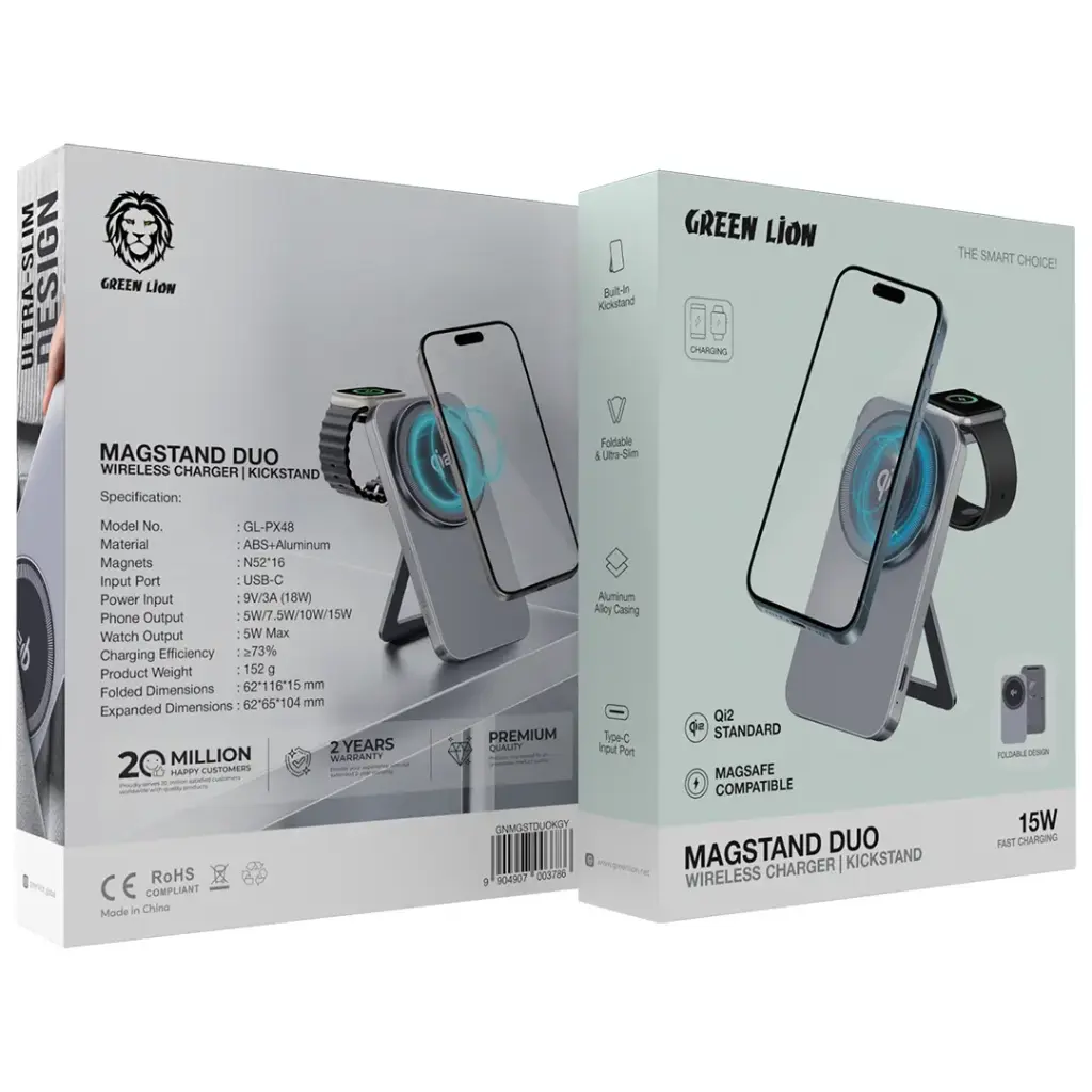 Green Lion Magstand Duo Wireless Charger with Kickstand 15W 7 Green Lion Magstand Duo Wireless Charger with Kickstand 15W - Image 7