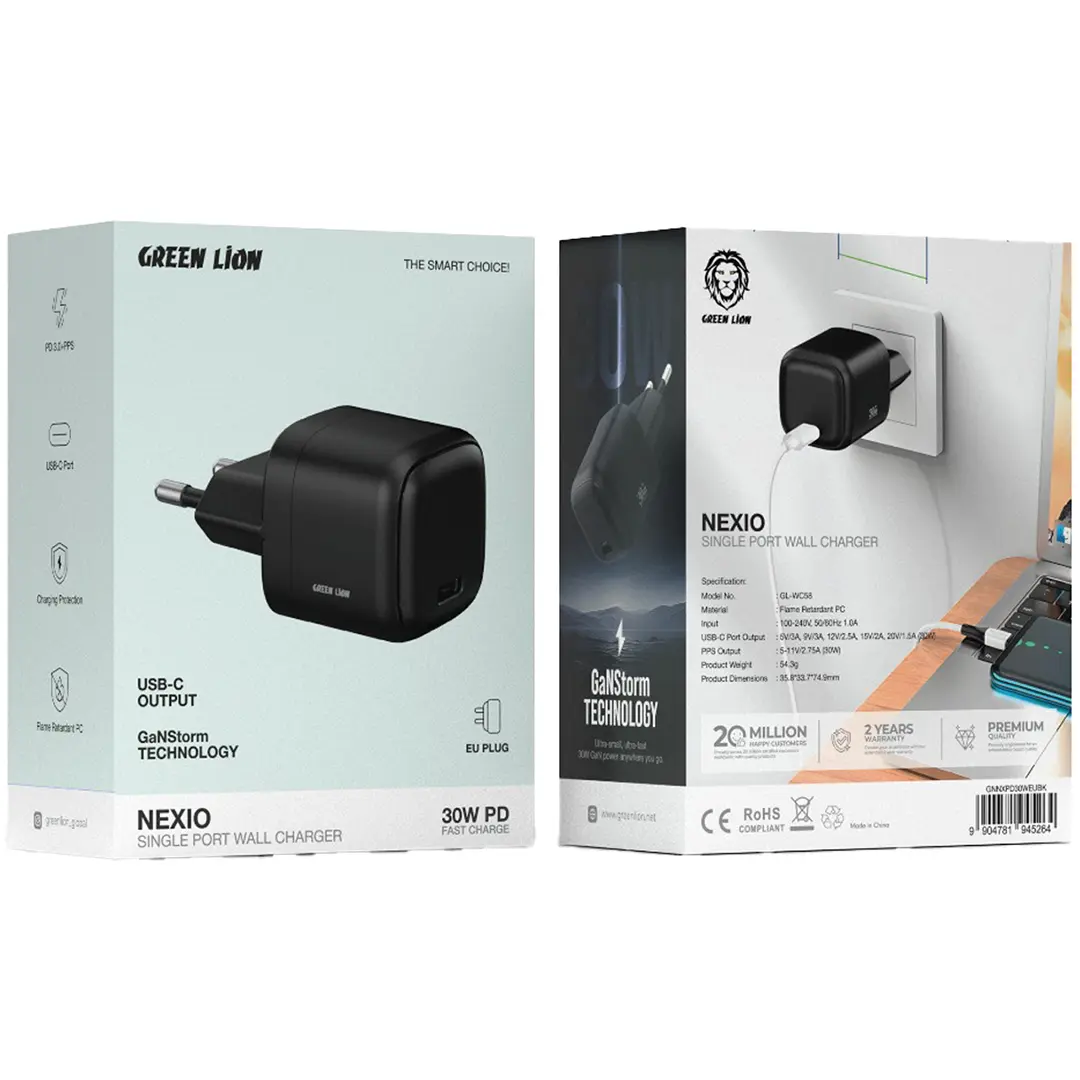 Green Lion Nexio Single Port Wall Charger EU Plug 30W 3 Green Lion Nexio Single Port Wall Charger EU Plug 30W - Image 3