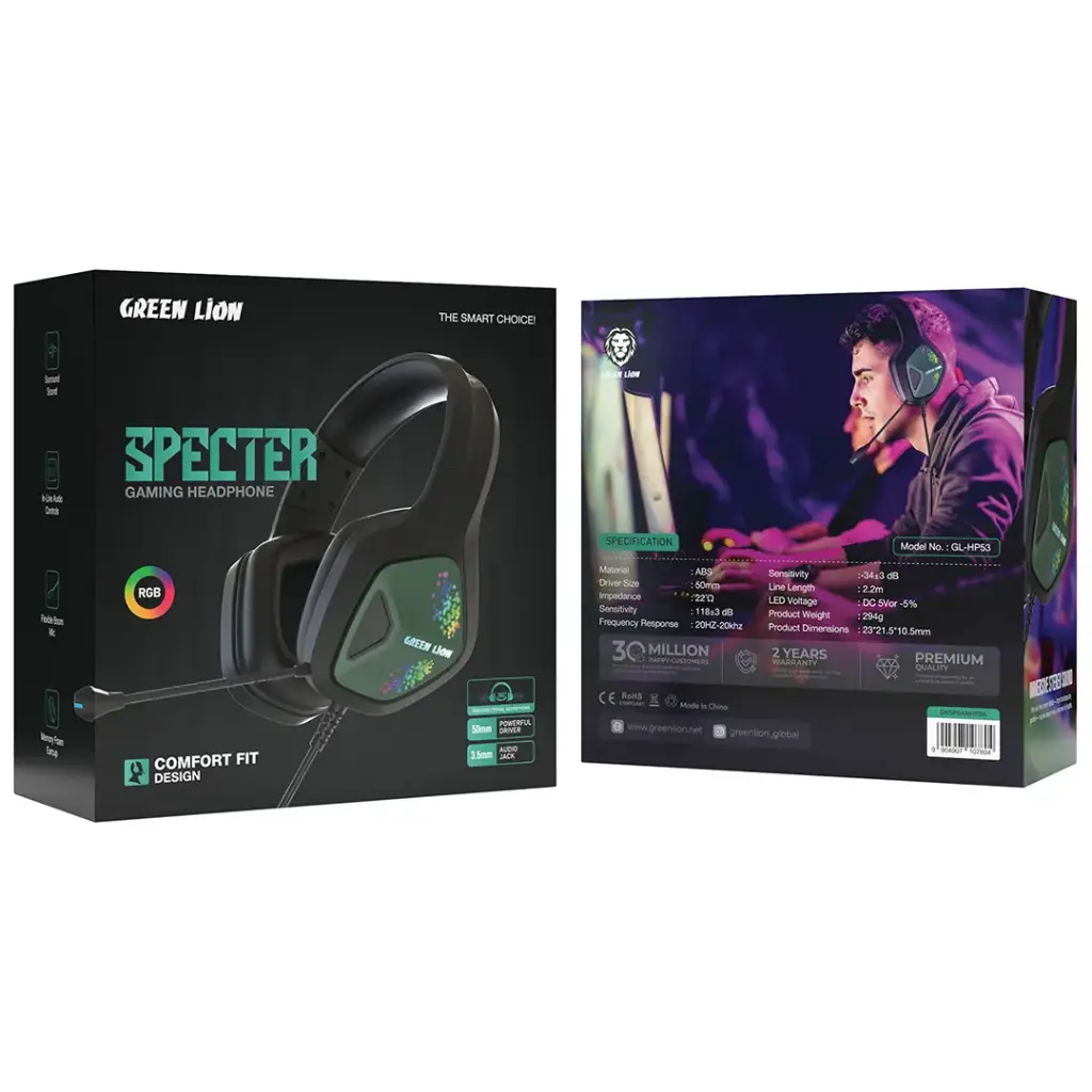 Green Lion Specter Gaming Headphone 5 Green Lion Specter Gaming Headphone - Image 5