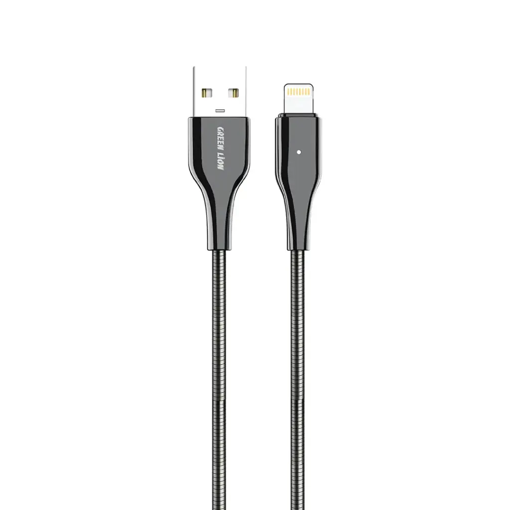 Green Lion USB-A To Lightning Metal Spring Hose Cable 2 Green Lion USB-A To Lightning Metal Spring Hose Cable - Image 2
