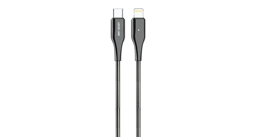 Green Lion USB-C To Lightning Metal Spring Hose Cable 1 Green Lion USB-C To Lightning Metal Spring Hose Cable