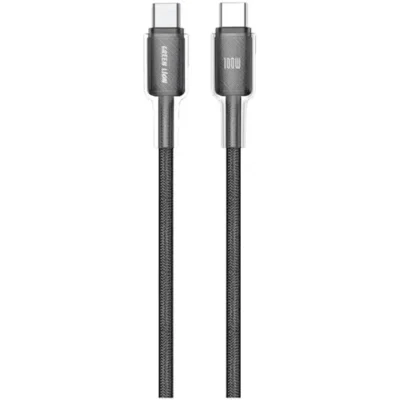Green Lion USB-C to USB-C Transparent PC Casing 1m Braided Cable PD 100W