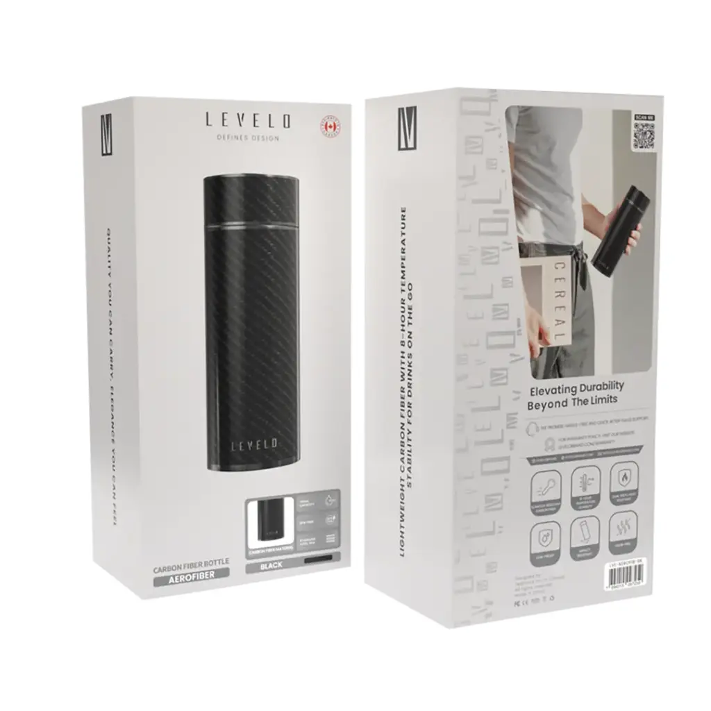 Levelo AeroFiber 350ML Carbon Fiber Bottle - Black 2 Levelo AeroFiber 350ML Carbon Fiber Bottle - Black - Image 2