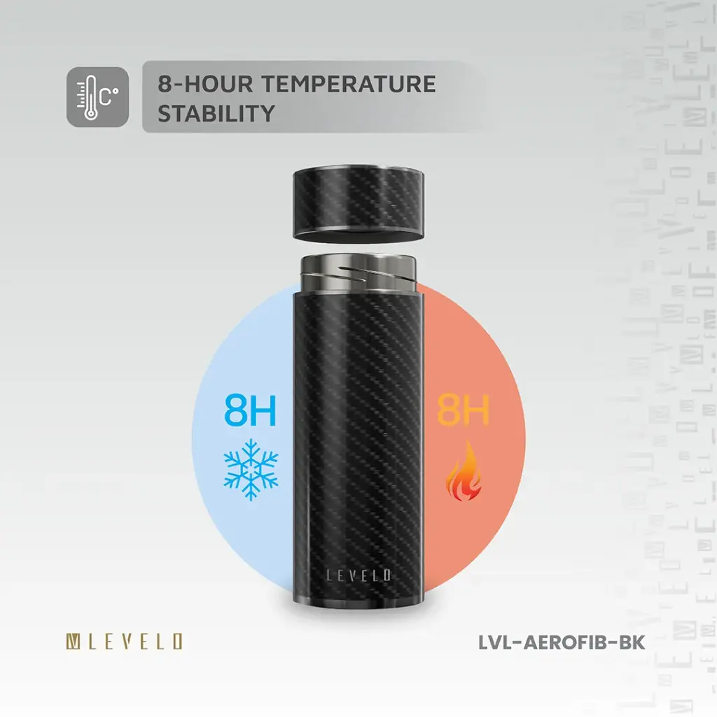 Levelo AeroFiber 350ML Carbon Fiber Bottle - Black 5 Levelo AeroFiber 350ML Carbon Fiber Bottle - Black - Image 5