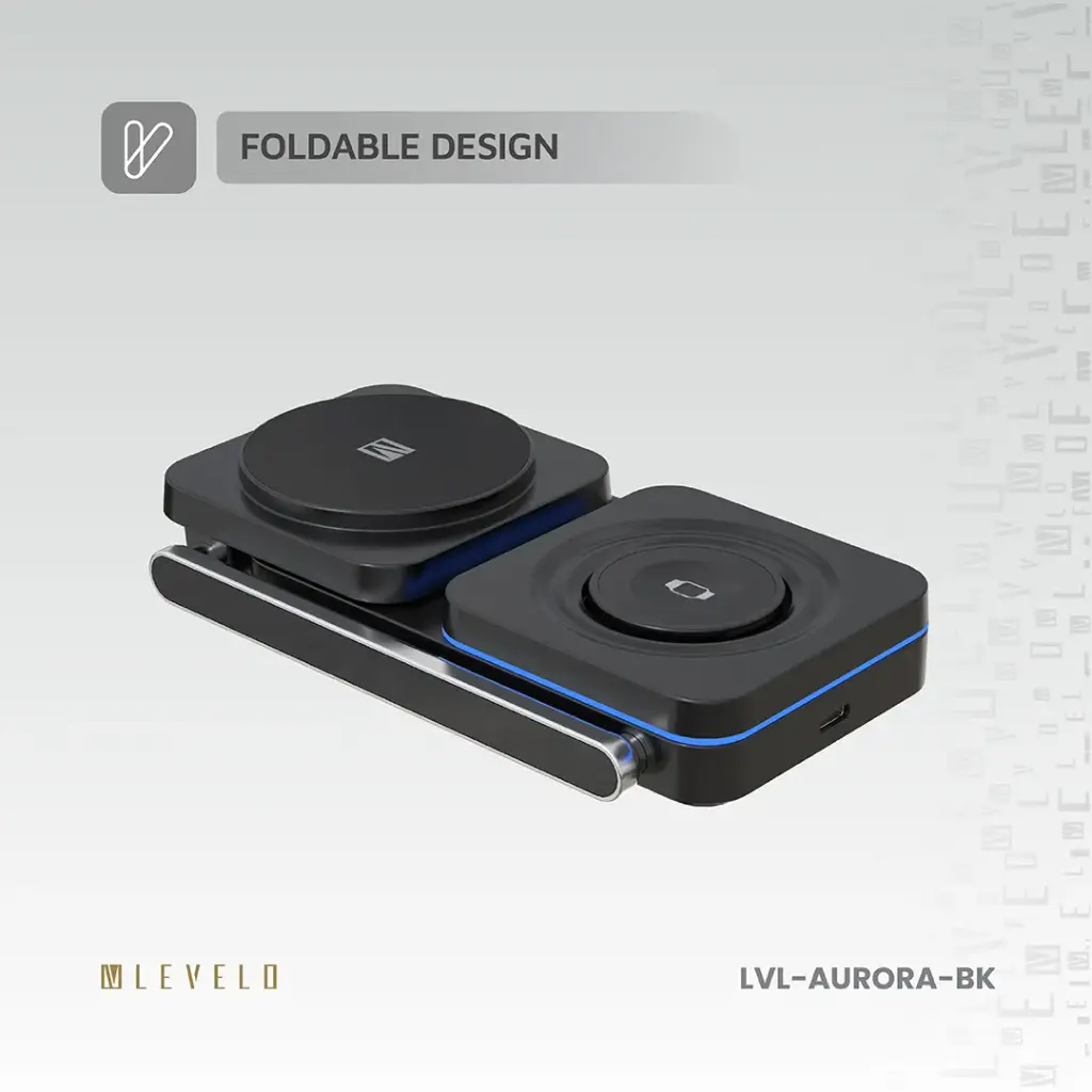 Levelo Aurora 3 In 1 Wireless Charger - Black 7 Levelo Aurora 3 In 1 Wireless Charger - Black - Image 7