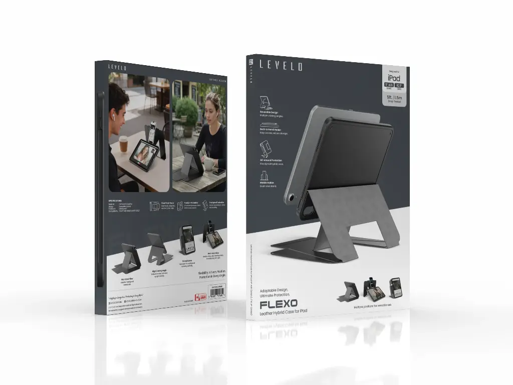 Levelo Flexo Leather Hybrid Case for iPad - Black 7 Levelo Flexo Leather Hybrid Case for iPad - Black - Image 7