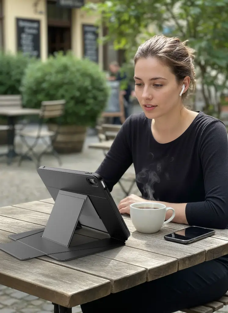 Levelo Flexo Leather Hybrid Case for iPad - Black 4 Levelo Flexo Leather Hybrid Case for iPad - Black - Image 4