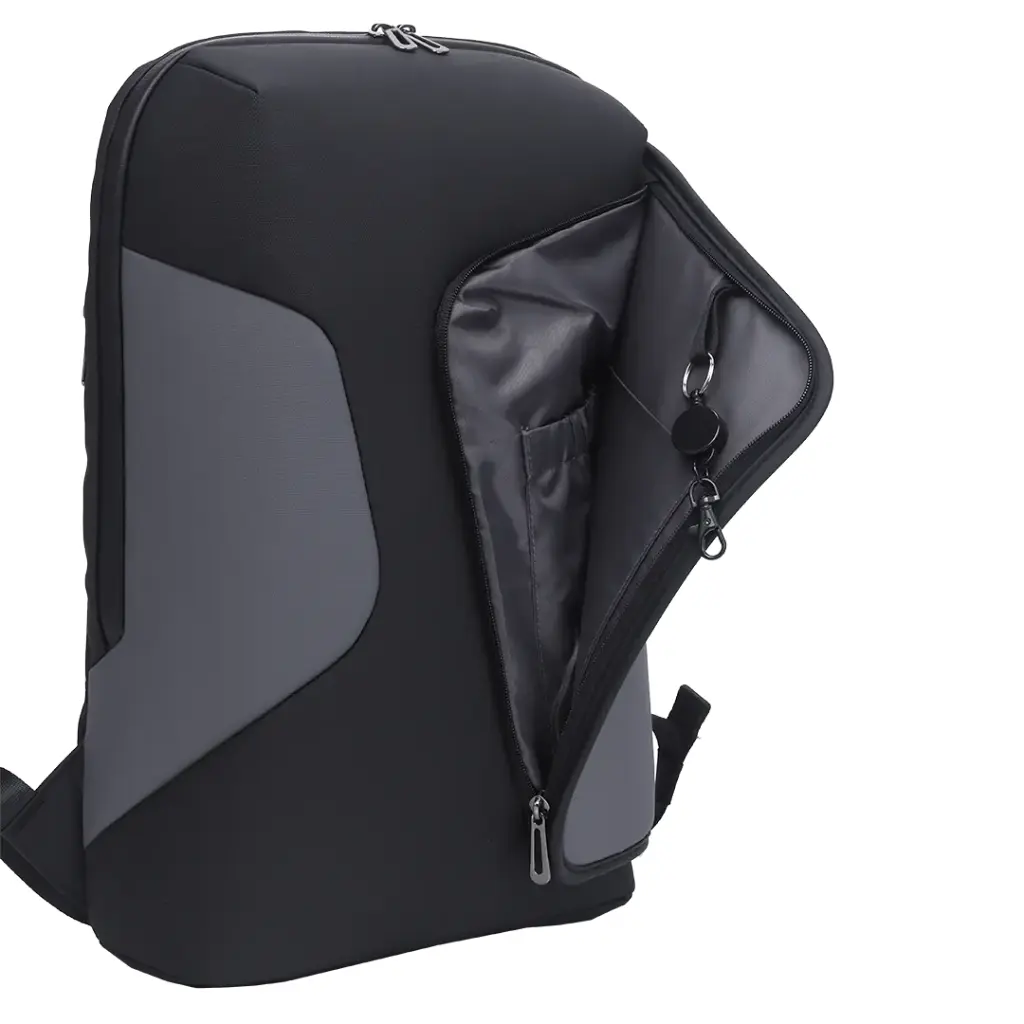 Levelo Lisbon Carrying Laptop/Universal 15.6” Backpack - Black/Grey 2 Levelo Lisbon Carrying Laptop/Universal 15.6” Backpack - Black/Grey - Image 2