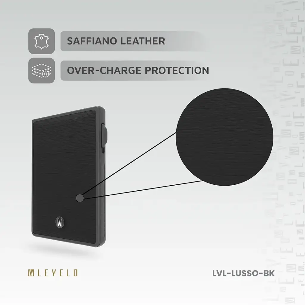 Levelo Lusso MagSafe Saffiano Leather Card Holder - Black 7 Levelo Lusso MagSafe Saffiano Leather Card Holder - Black - Image 7