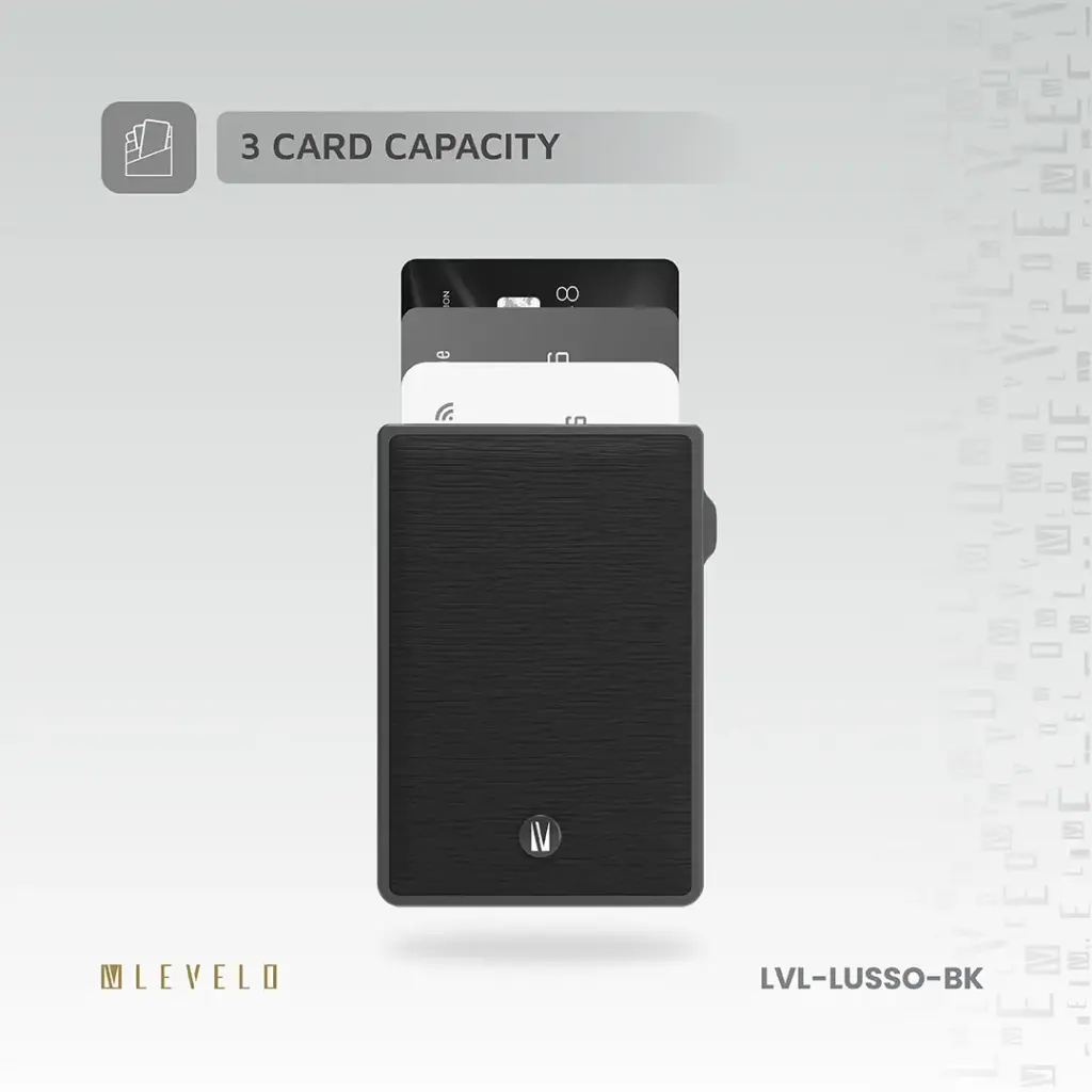 Levelo Lusso MagSafe Saffiano Leather Card Holder - Black 6 Levelo Lusso MagSafe Saffiano Leather Card Holder - Black - Image 6