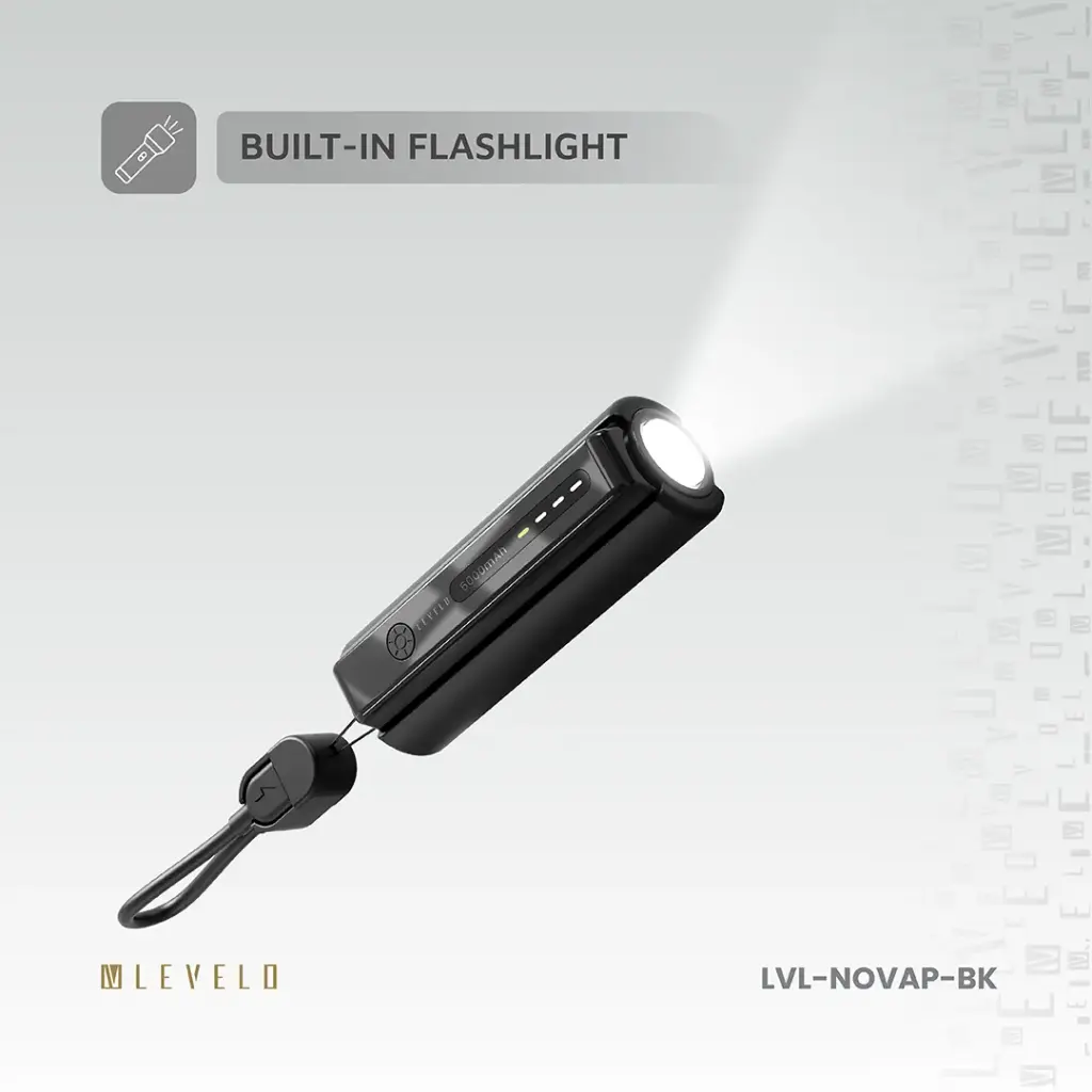 Levelo Nova Pro 5000mAh Power Bank with Flashlight - Black 6 Levelo Nova Pro 5000mAh Power Bank with Flashlight - Black - Image 6