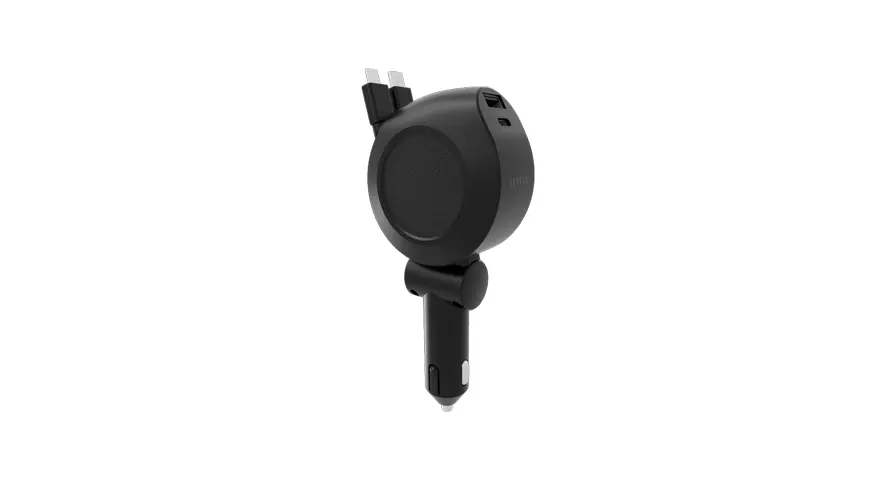 Levelo Orbis 4 In 1 Saffiano Leather Car Charger - Black 1 Levelo Orbis 4 In 1 Saffiano Leather Car Charger - Black
