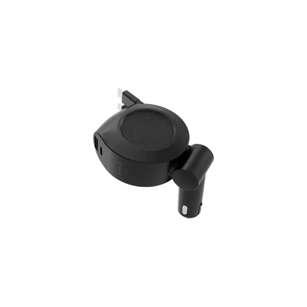 Levelo Orbis 4 In 1 Saffiano Leather Car Charger - Black 2 Levelo Orbis 4 In 1 Saffiano Leather Car Charger - Black - Image 2