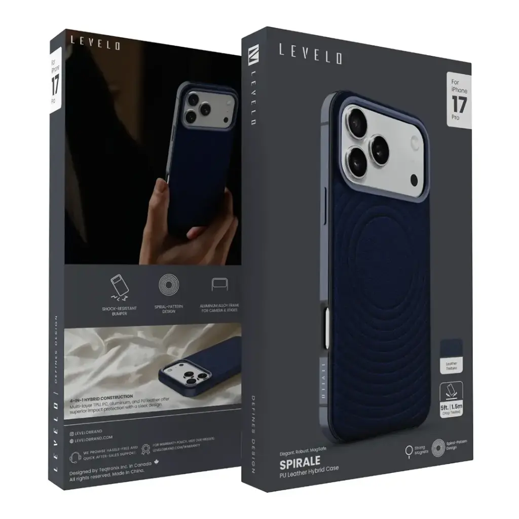 Levelo Spirale PU Leather Hybrid Case for iPhone 17 Pro Max 3 Levelo Spirale PU Leather Hybrid Case for iPhone 17 Pro Max - Image 3