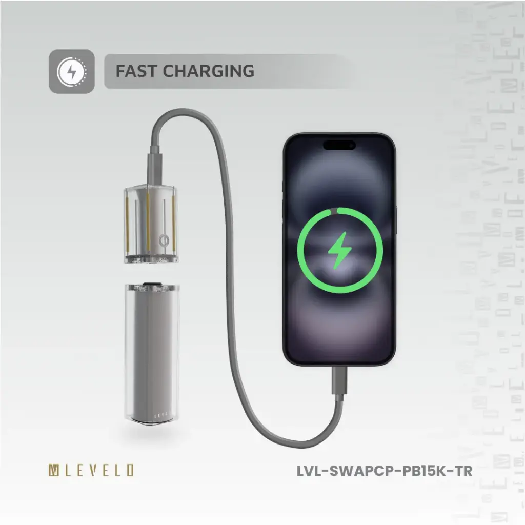 Levelo SwapCell PRO 15000mAh Powerbank With Accessories - Transparent 5 Levelo SwapCell PRO 15000mAh Powerbank With Accessories - Transparent - Image 5