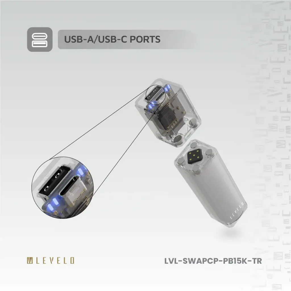 Levelo SwapCell PRO 15000mAh Powerbank With Accessories - Transparent 6 Levelo SwapCell PRO 15000mAh Powerbank With Accessories - Transparent - Image 6