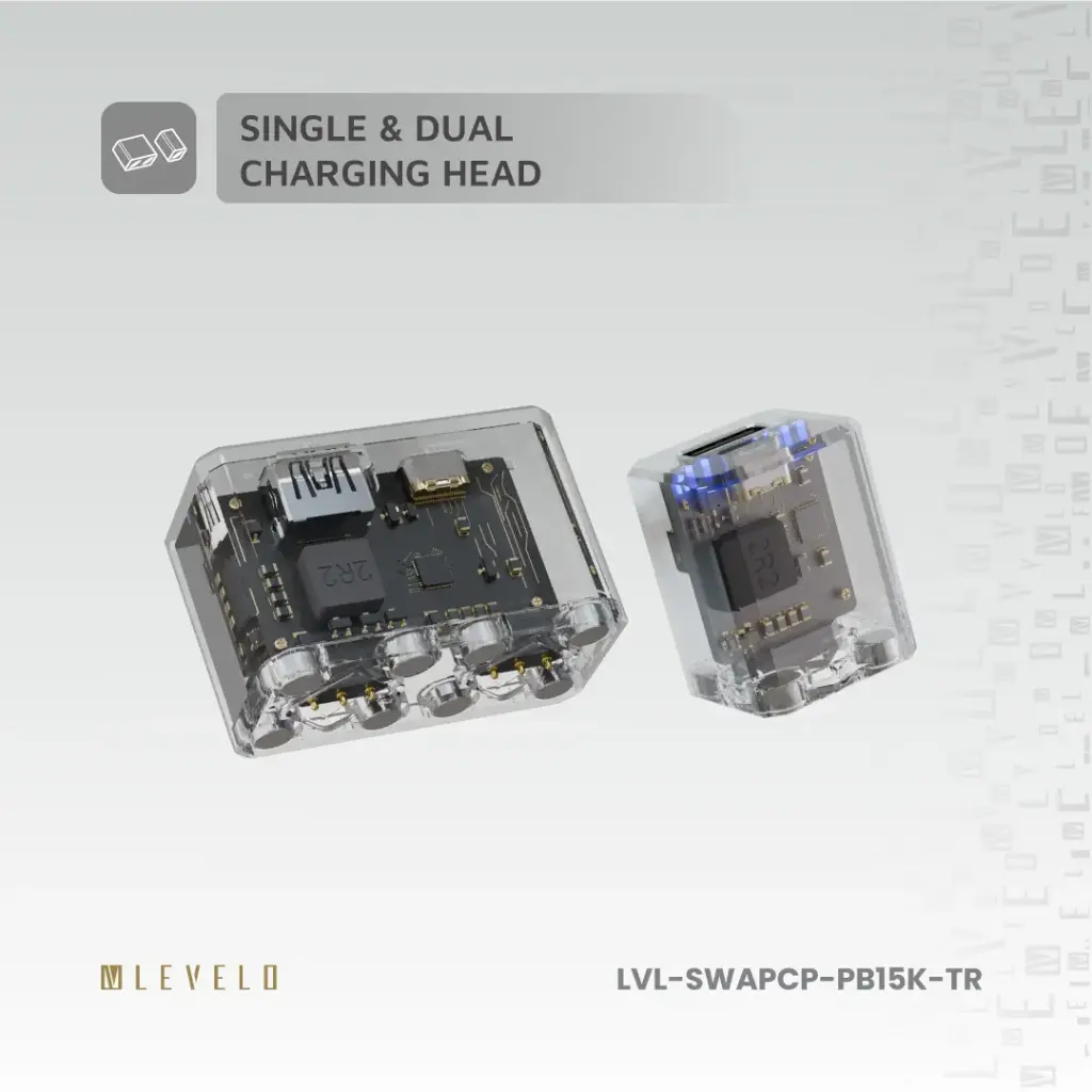 Levelo SwapCell PRO 15000mAh Powerbank With Accessories - Transparent 3 Levelo SwapCell PRO 15000mAh Powerbank With Accessories - Transparent - Image 3