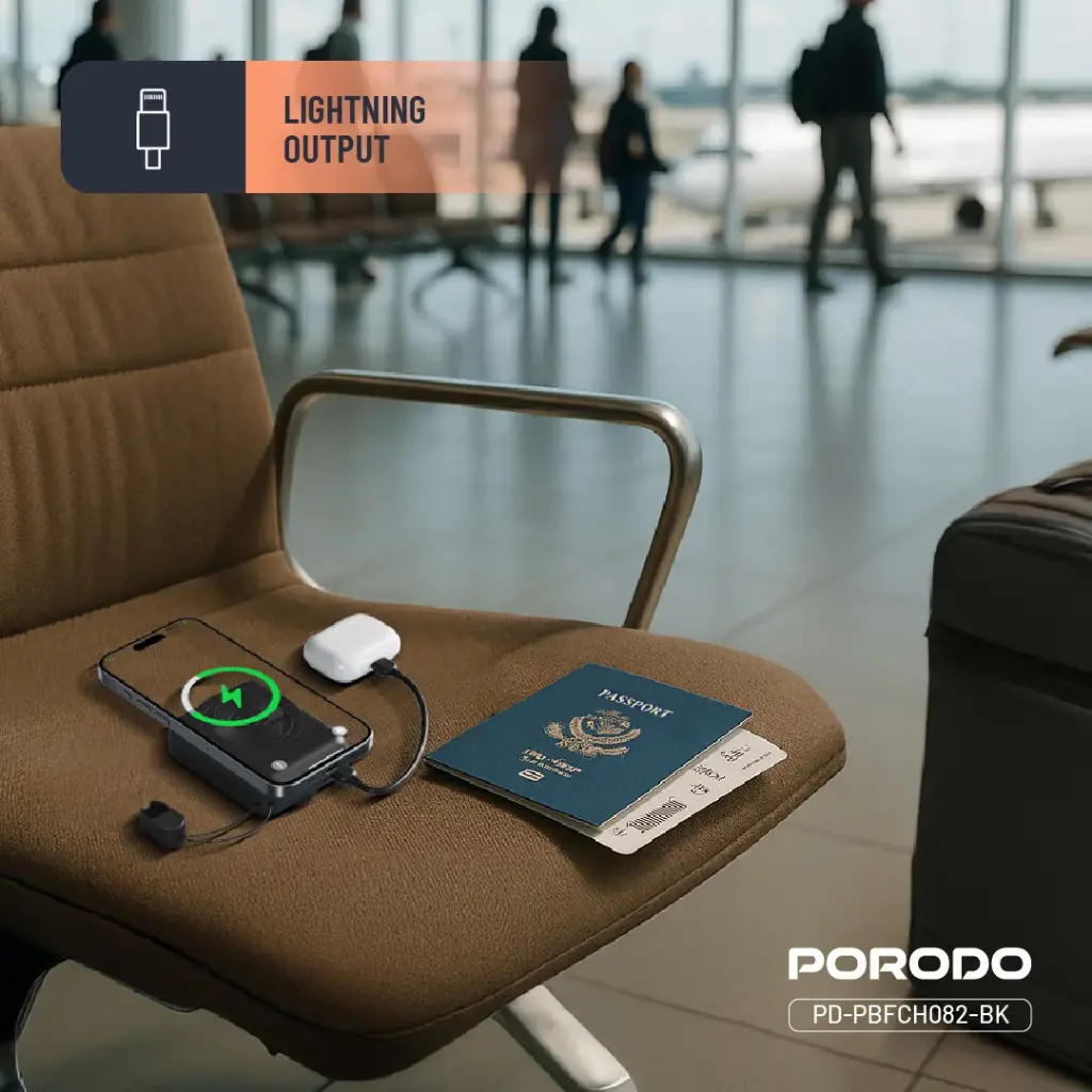 Porodo 10000mAh MagSafe Power Bank - Black 4 Porodo 10000mAh MagSafe Power Bank - Black - Image 4
