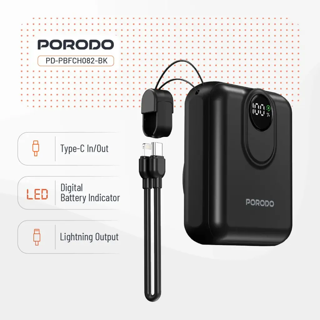 Porodo 10000mAh MagSafe Power Bank - Black 2 Porodo 10000mAh MagSafe Power Bank - Black - Image 2