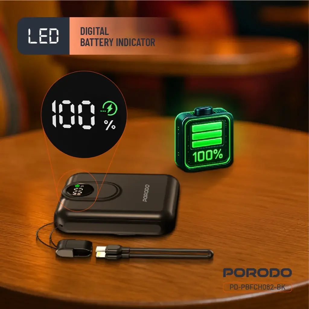 Porodo 10000mAh MagSafe Power Bank - Black 5 Porodo 10000mAh MagSafe Power Bank - Black - Image 5