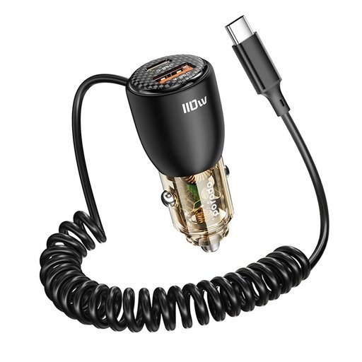 Porodo 110W Transparent Dual Port Car Charger with USB-C Cable USB-A+USB-C 2 Porodo 110W Transparent Dual Port Car Charger with USB-C Cable USB-A+USB-C - Image 2