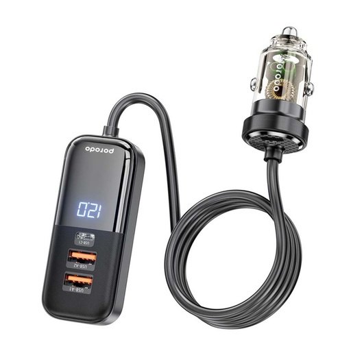 Porodo 120W Transparent Multi Port Car Charger with Rear Expansion 2 Porodo 120W Transparent Multi Port Car Charger with Rear Expansion - Image 2