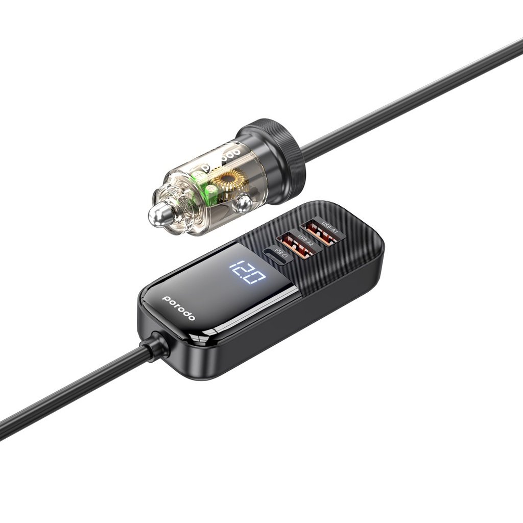 Porodo 120W Transparent Multi Port Car Charger with Rear Expansion 3 Porodo 120W Transparent Multi Port Car Charger with Rear Expansion - Image 3