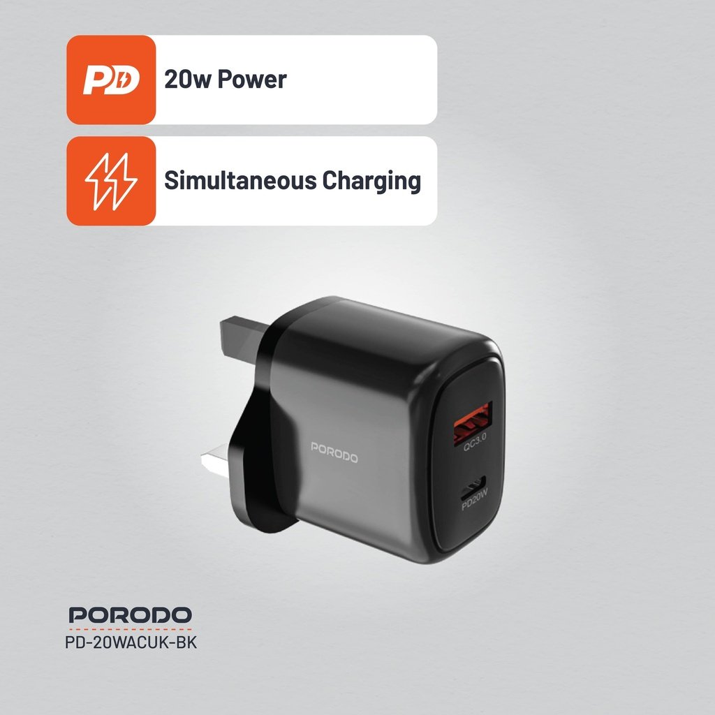 Porodo 20W+QC USB A+C Charger UK 5 Porodo 20W+QC USB A+C Charger UK - Image 5