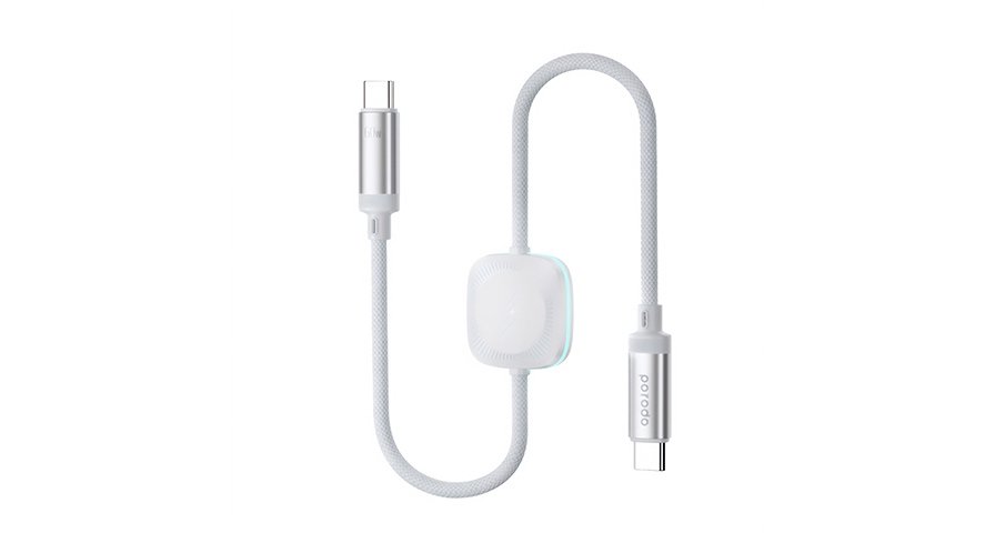 Porodo 2 in 1 USB-C to USB-C 60W Cable with Wireless Watch Charger 1.2M