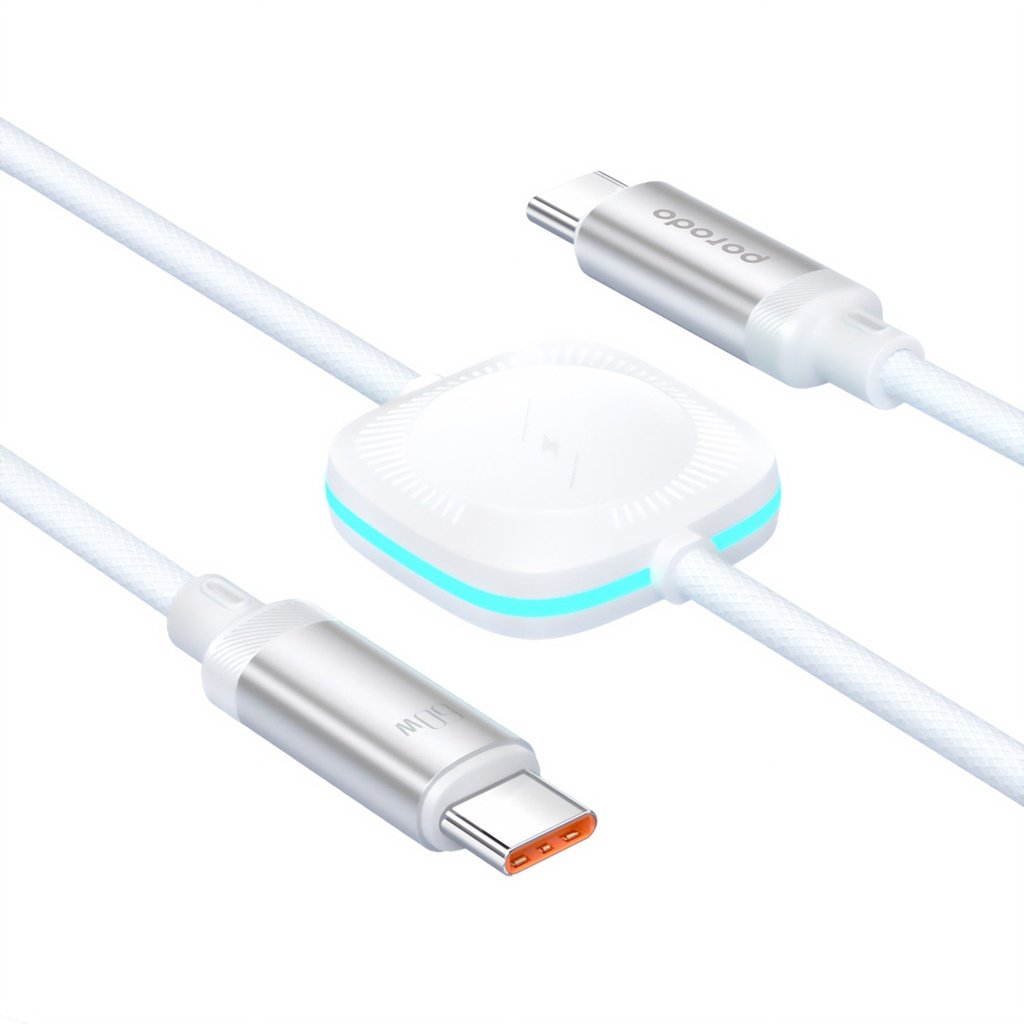 Porodo 2 in 1 USB-C to USB-C 60W Cable with Wireless Watch Charger 1.2M - Image 3