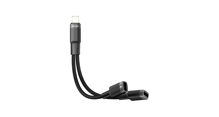Porodo 2in1 Lightning to 2Lightning Jack Headphone and Charging Converter Adapter 1 Porodo 2in1 Lightning to 2Lightning Jack Headphone and Charging Converter Adapter