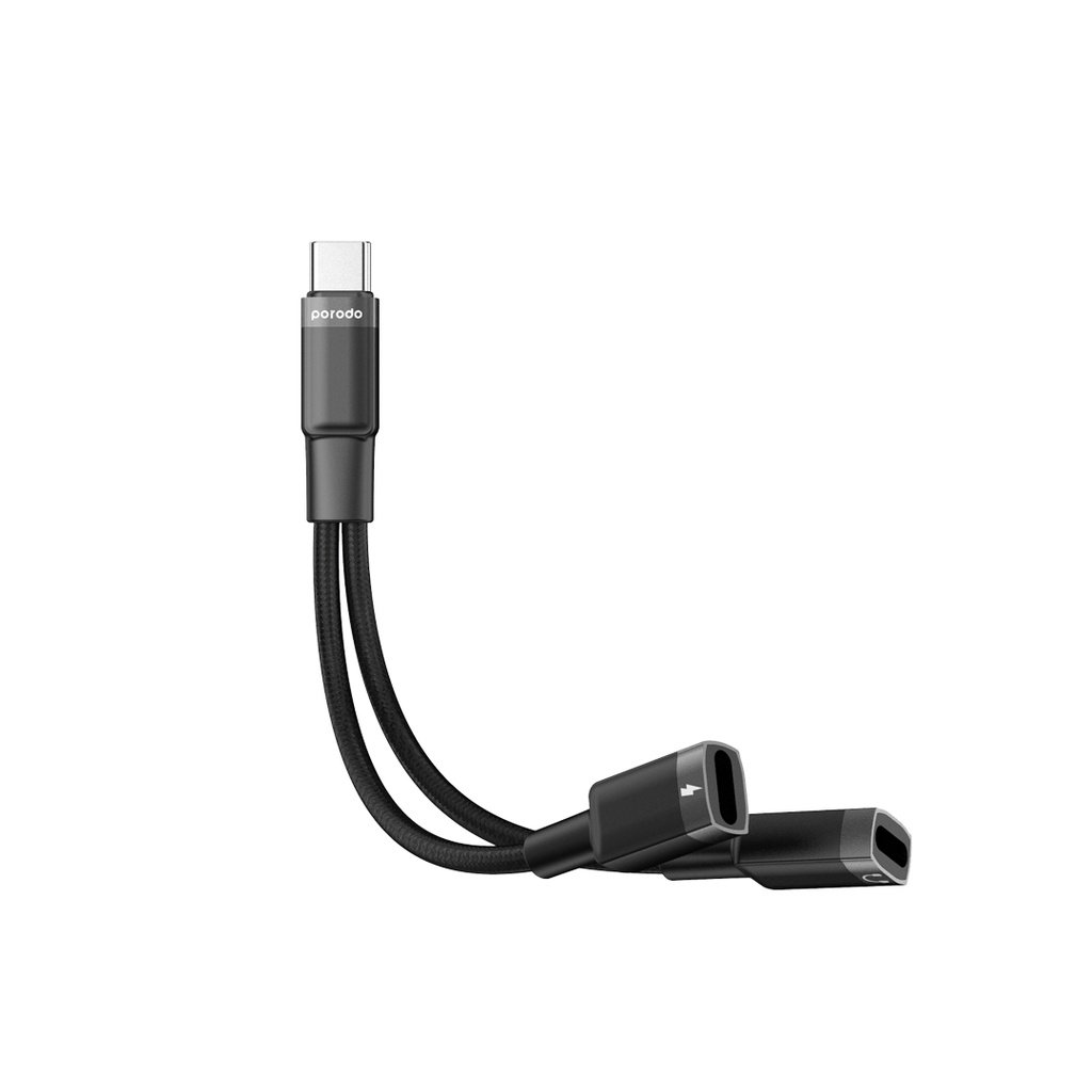 Porodo 2in1 Lightning to 2*Type C Jack Headphone and Charging Converter Adapter 2 Porodo 2in1 Lightning to 2*Type C Jack Headphone and Charging Converter Adapter - Image 2