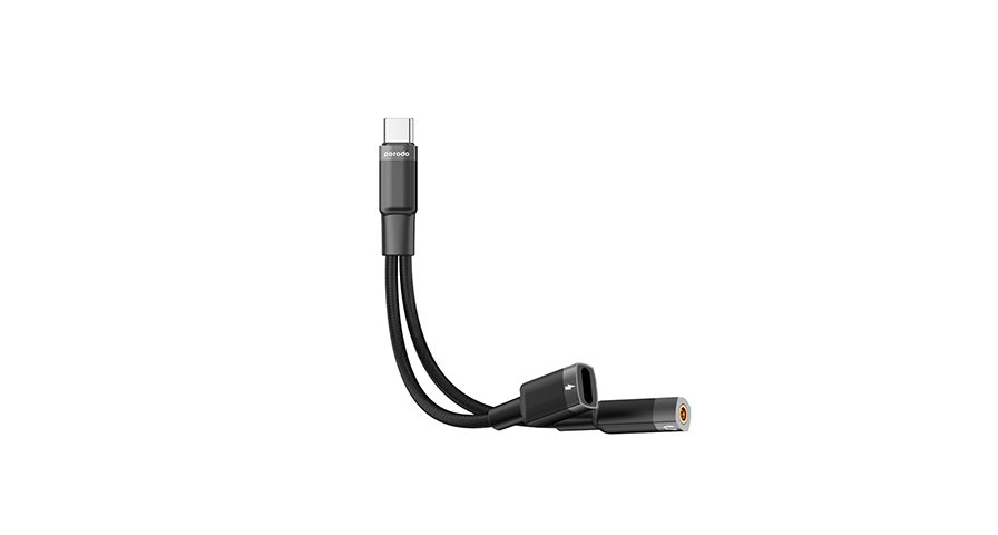 Porodo 2in1 Lightning to Type C + 3.5 Jack Headphone and Charging Converter Adapter