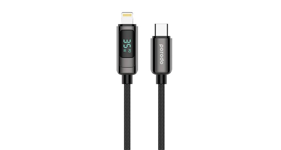Porodo 35W Braided C to Lightning cable Watts display 1 Porodo 35W Braided C to Lightning cable Watts display