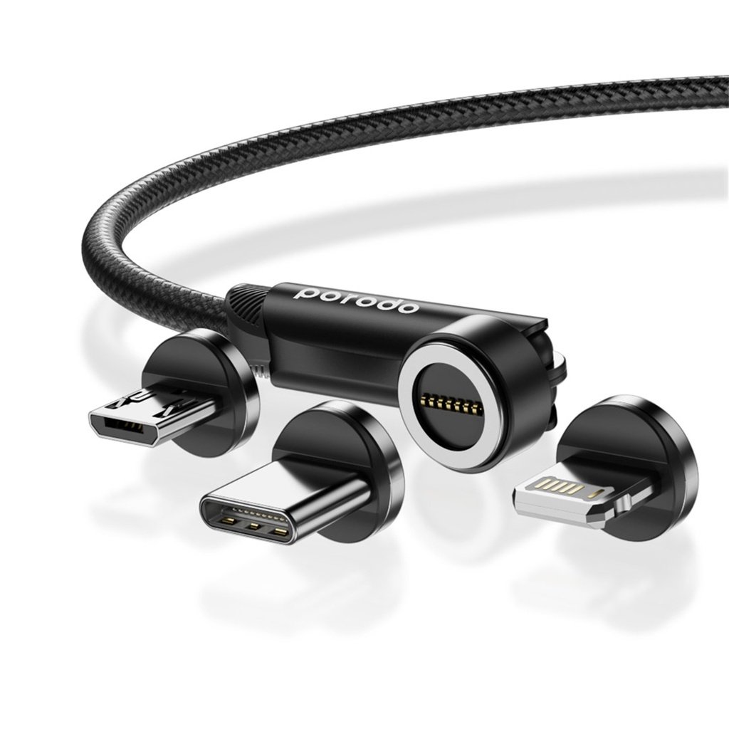 Porodo 3in1 TPE Cable with Rotatable Head for Micro + Lightning + Type-C 3 Porodo 3in1 TPE Cable with Rotatable Head for Micro + Lightning + Type-C - Image 3