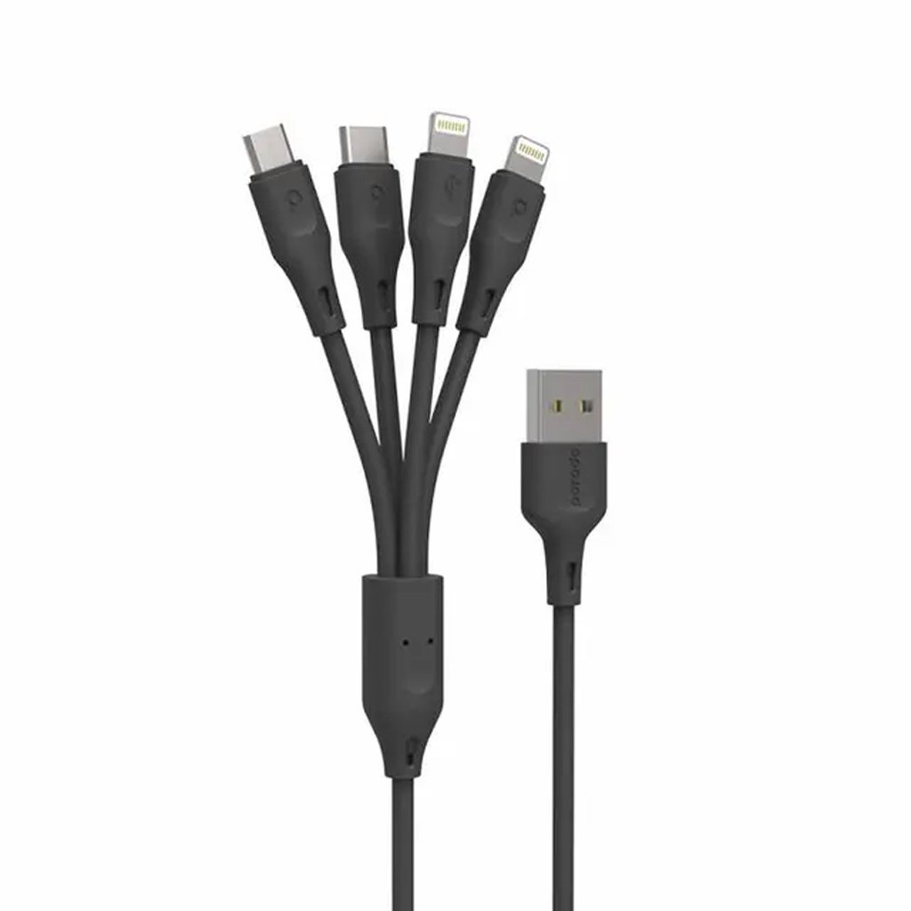 Porodo 4in1 USB Cable Lightning /Type-C/Micro Durable Fast Charge and Data Cable (1.2m/4ft) 2 Porodo 4in1 USB Cable Lightning /Type-C/Micro Durable Fast Charge and Data Cable (1.2m/4ft) - Image 2