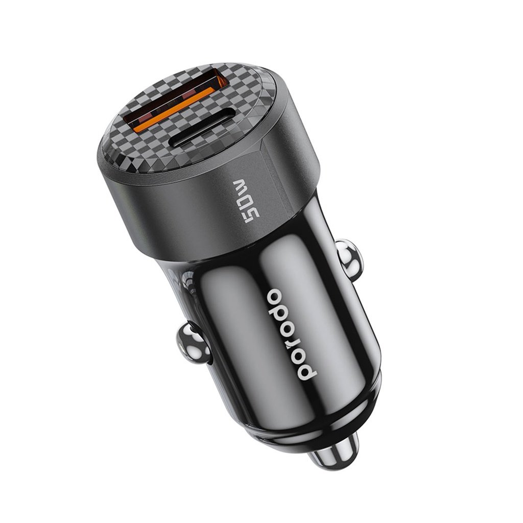 Porodo 50W Dual Port Car Charger PD 20W QC 30W - Black 3 Porodo 50W Dual Port Car Charger PD 20W QC 30W - Black - Image 3