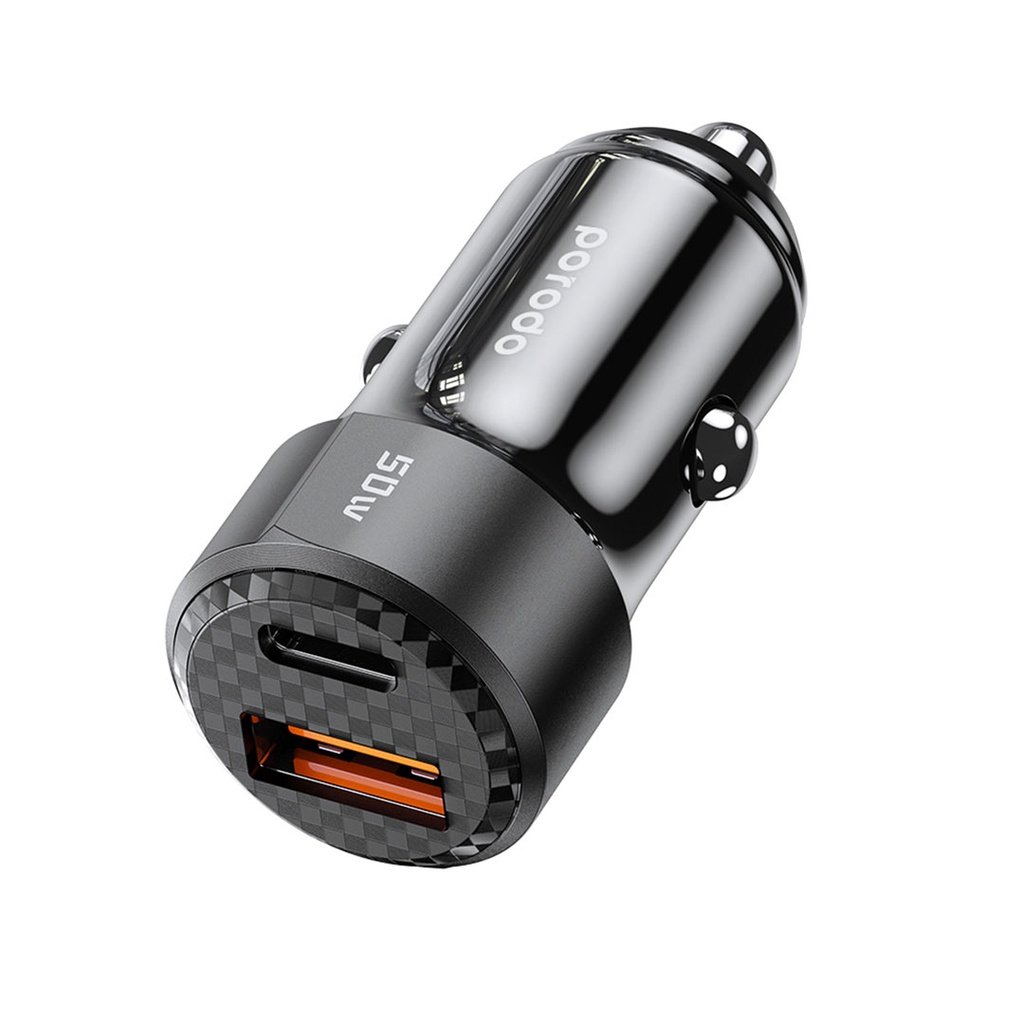 Porodo 50W Dual Port Car Charger PD 20W QC 30W - Black 2 Porodo 50W Dual Port Car Charger PD 20W QC 30W - Black - Image 2