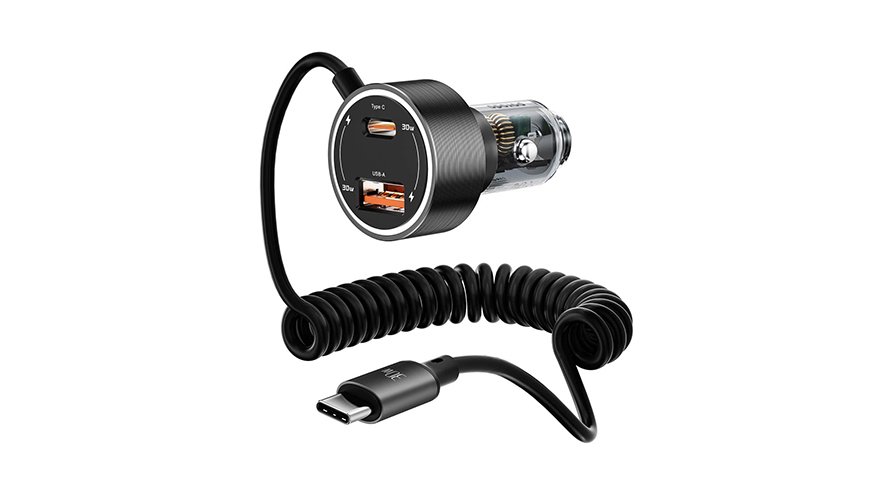 Porodo 60W Transparent Dual Port Car Charger PD 30W QC 18W with Coil- Black 1 Porodo 60W Transparent Dual Port Car Charger PD 30W QC 18W with Coil- Black